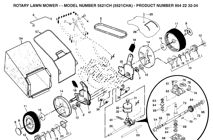 Repair Parts 3 Diagram and Parts List for 5521CH (954223234)(2003-06) Husqvarna Lawn Mower