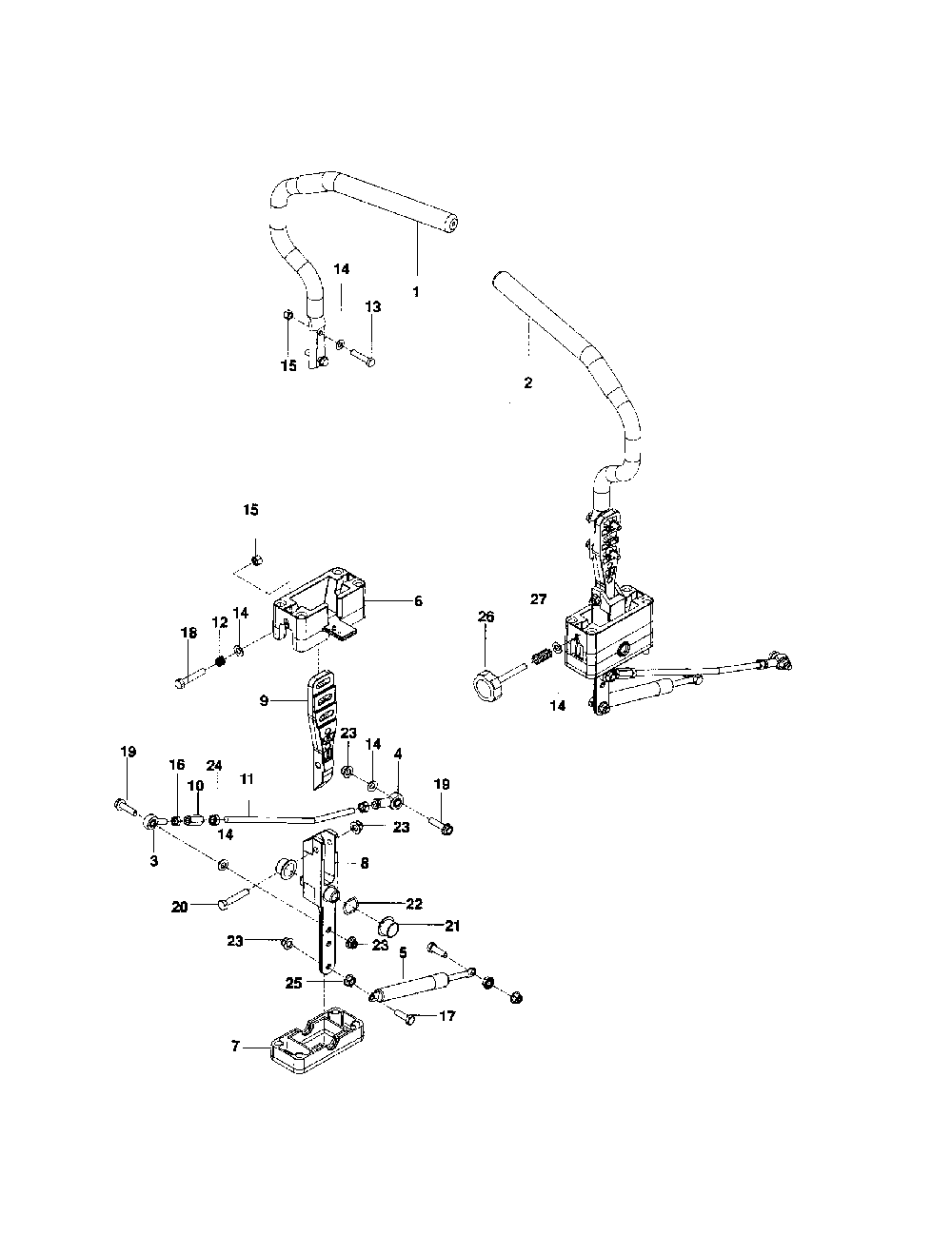 Steering Diagram and Parts List for MZ6128ZT-966613101  Husqvarna Lawn Mower