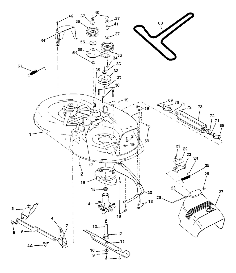 42-Inch Mower Diagram and Parts List for YT160 (954000582-A)(1993-01) Husqvarna Lawn Tractor