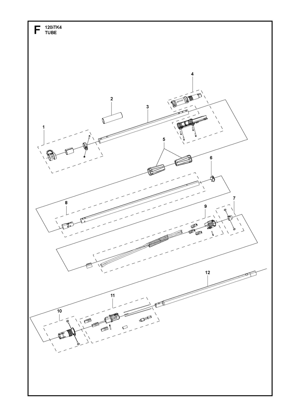Tube Diagram and Parts List for 120ITK4-PH  Husqvarna Pole Saw