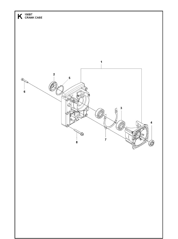 Crankcase Diagram and Parts List for 150BT  Husqvarna Leaf Blower / Vacuum