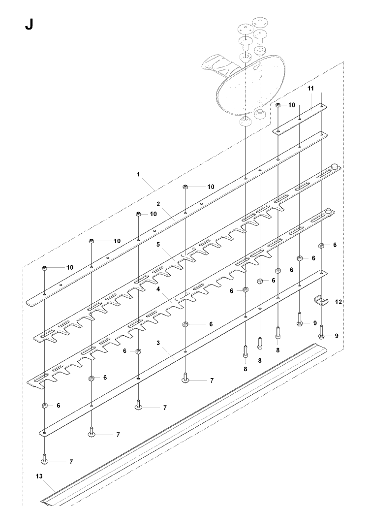 Cutting Equipment Diagram and Parts List for 226HS99S 20080500001-20130500000 Husqvarna Hedge Trimmer