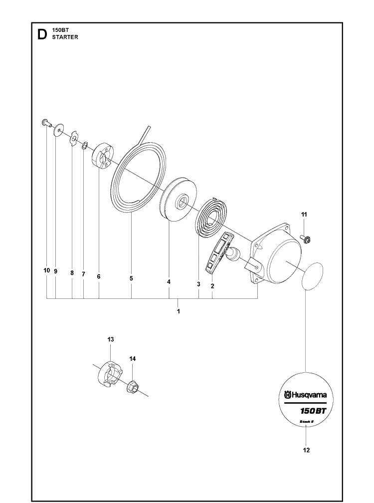 Starter Diagram and Parts List for 150BT  Husqvarna Leaf Blower / Vacuum