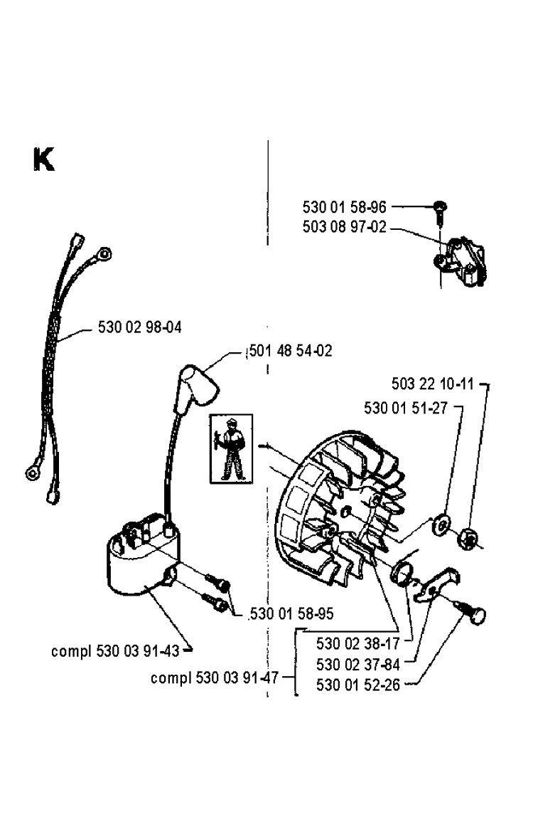 Ignition System Diagram and Parts List for 36 19941800001-Current Husqvarna Chainsaw