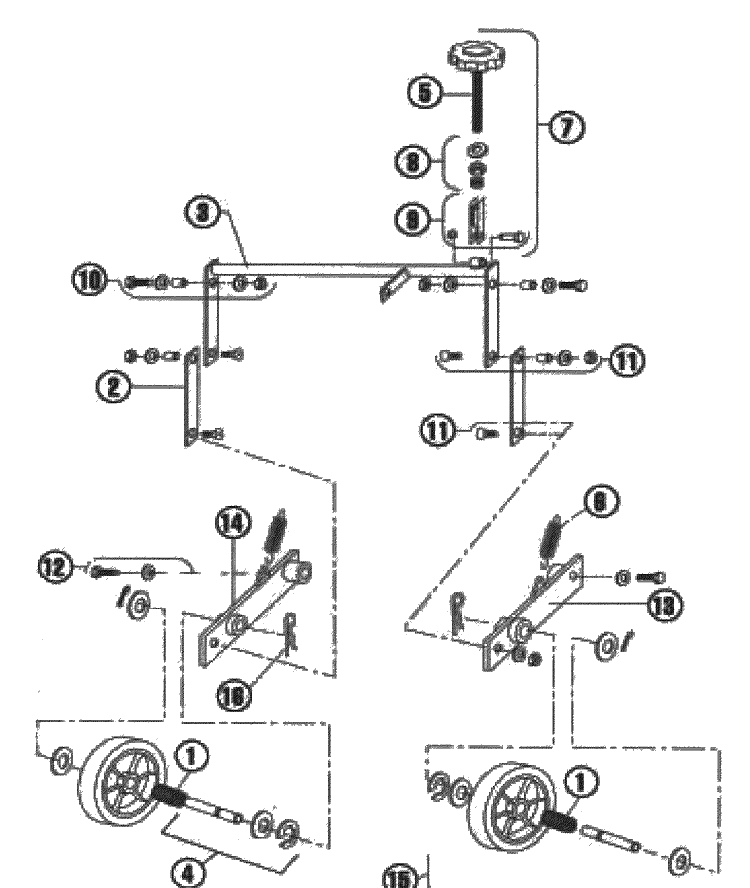 Rear Wheel Diagram and Parts List for AR25 2003-08 Husqvarna Aerator