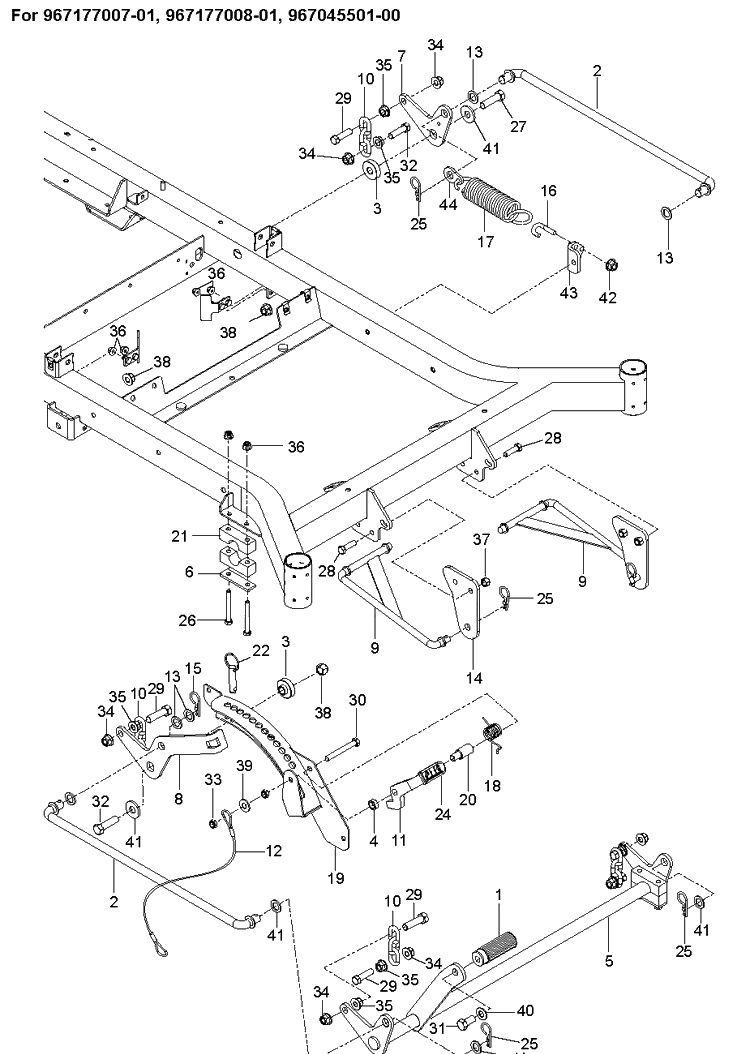 Mower Lift / Deck Lift 2 Diagram and Parts List for M-ZT61  Husqvarna Lawn Mower