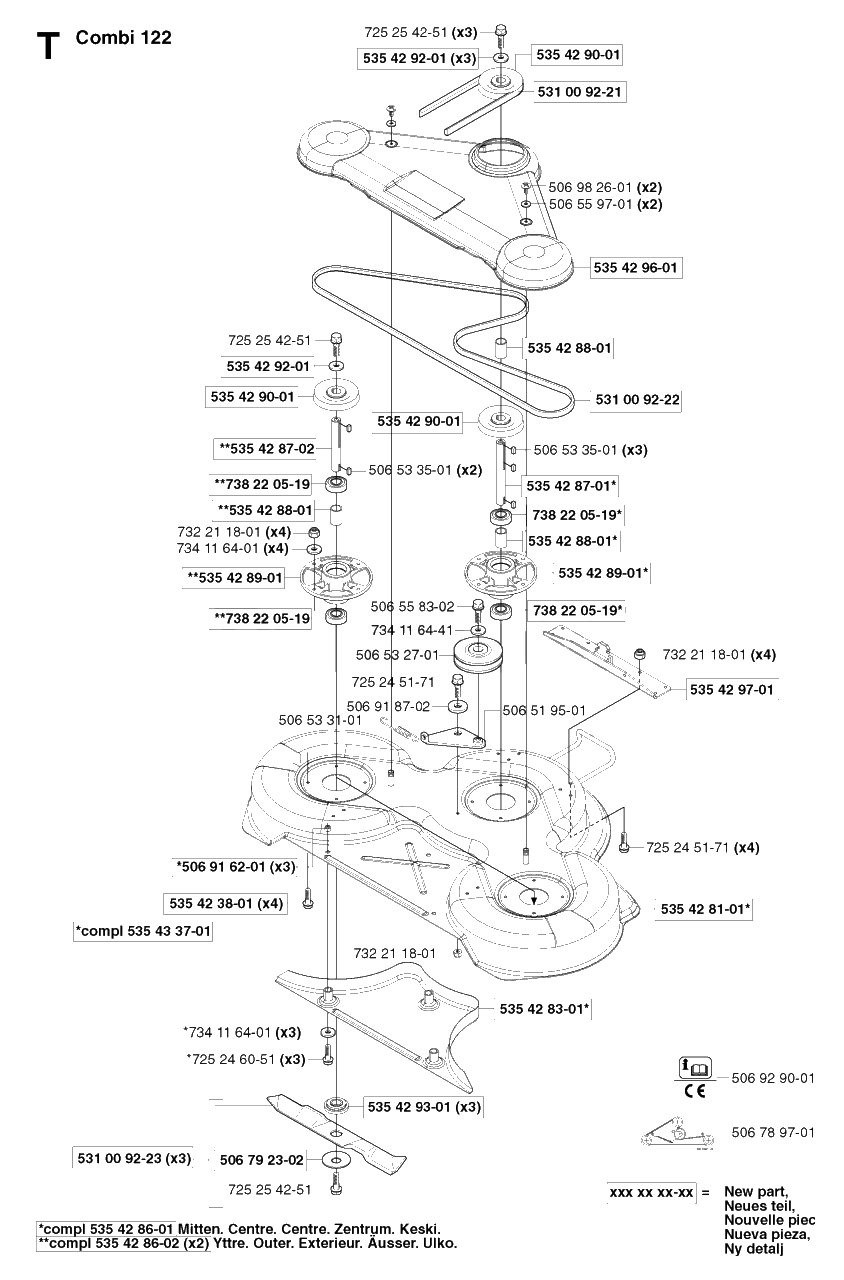 48-Inch/122cm Cutting Deck Diagram and Parts List for PF21 2002-03 Husqvarna Lawn Tractor