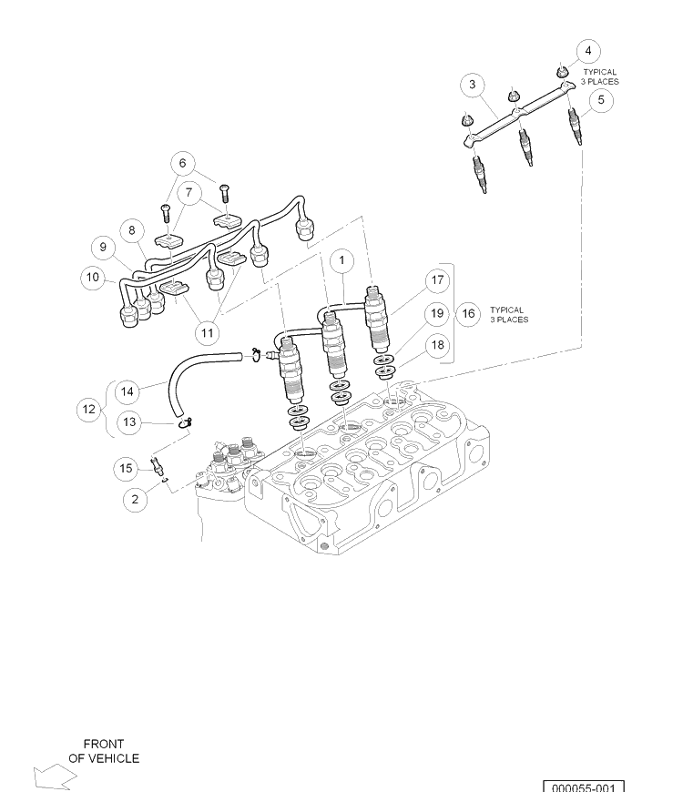 Nozzle Holders And Glow Plugs Diagram and Parts List for HUV4421DXP 2006-11 Husqvarna Lawn Tractor