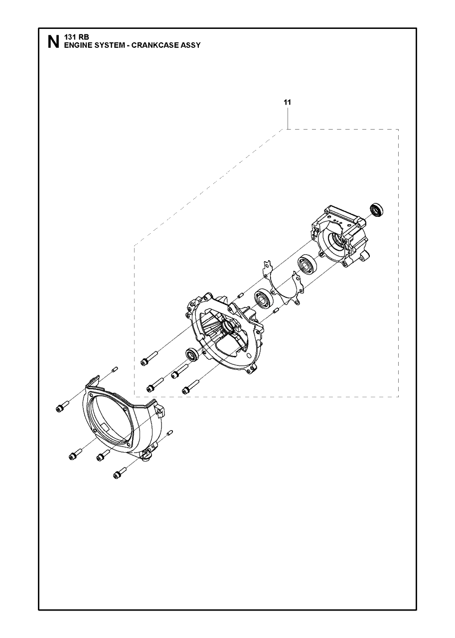 Crankcase Diagram and Parts List for 131RB 20181300001 & Above Husqvarna Brush Cutter