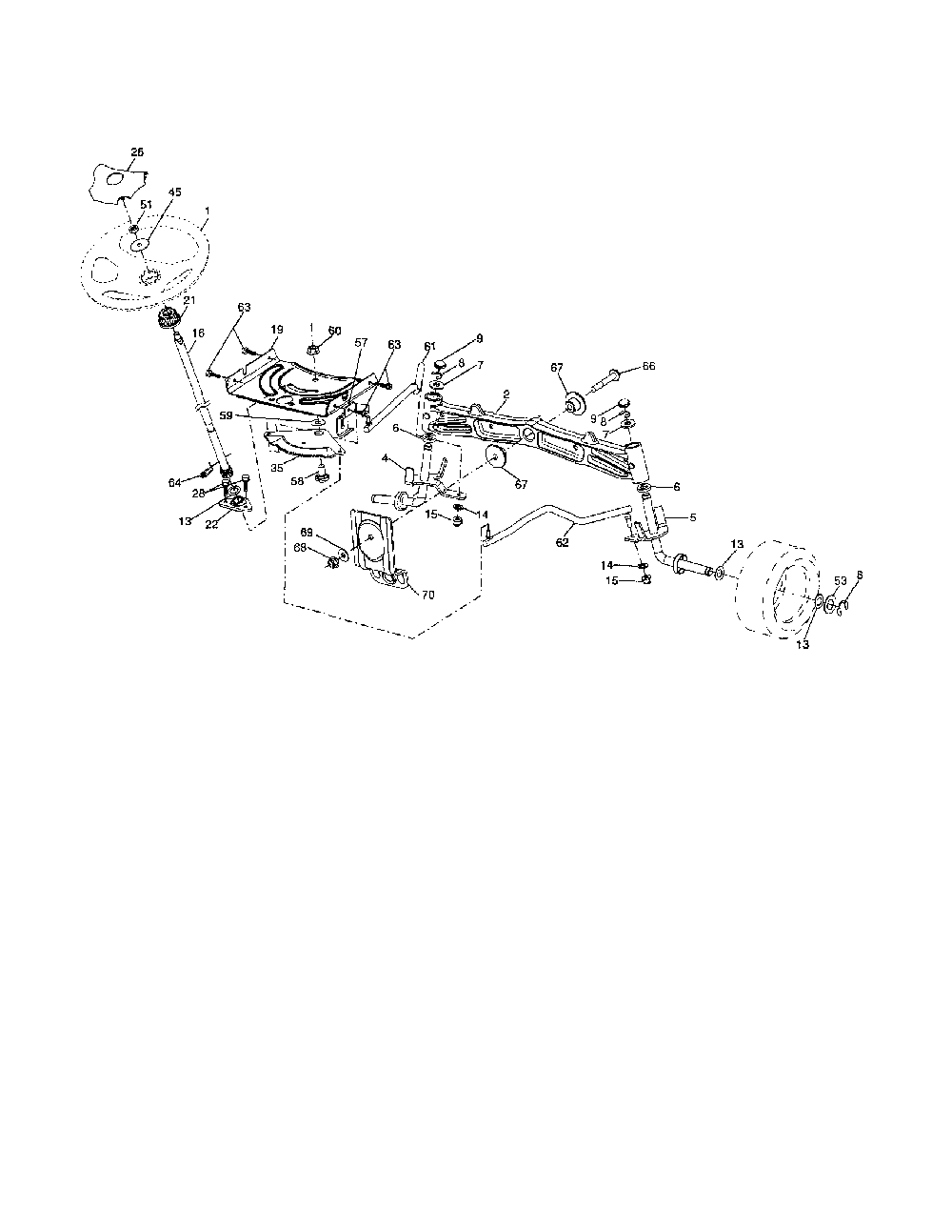 Steering Diagram and Parts List for YTH20K46-96043003300  Husqvarna Lawn Tractor