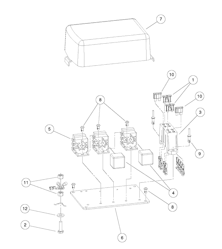 Electrical Component Box, Gasoline Vehicles Diagram and Parts List for HUV4421GXP 2009 Husqvarna Lawn Tractor