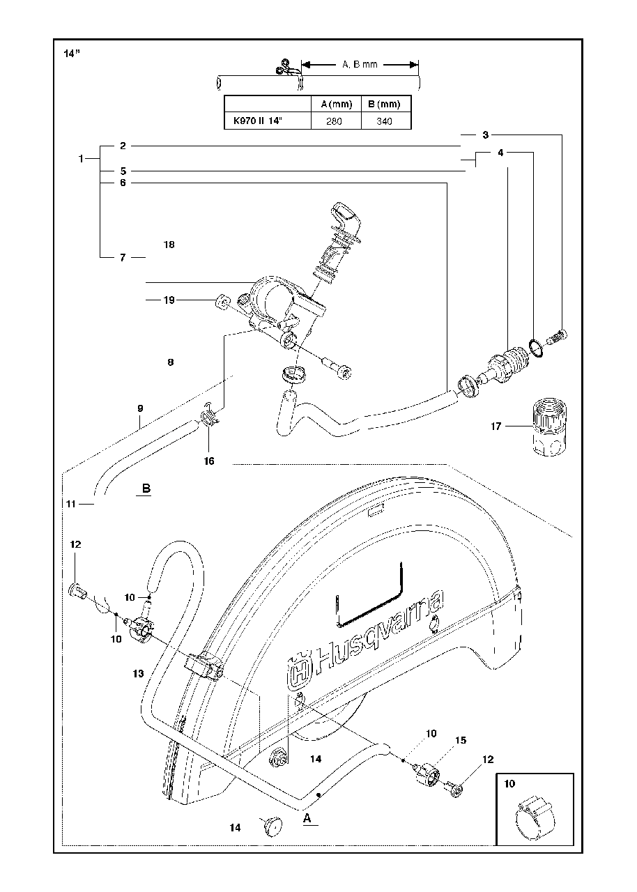 Valves Diagram and Parts List for K970II 2014-02 Husqvarna Circular Saw