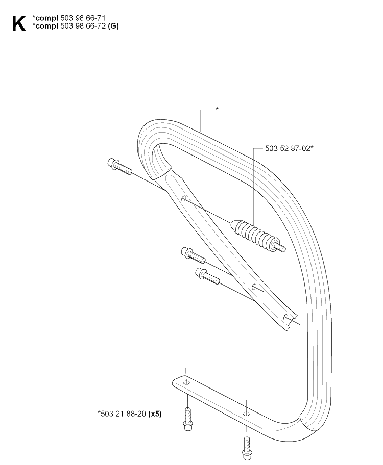 Handle 2 Diagram and Parts List for 385 20064000001-Current Husqvarna Chainsaw