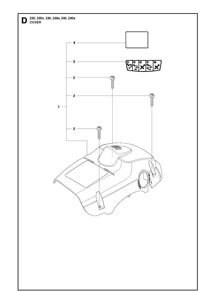 Cover Diagram and Parts List for 240 20101400001-20144000000 Husqvarna Chainsaw