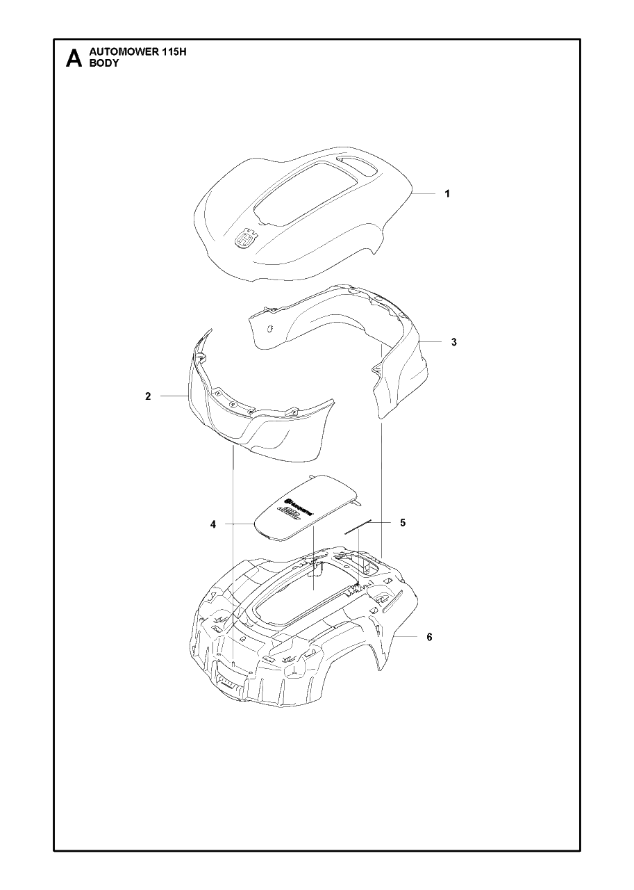 Cover Diagram and Parts List for 115H 2019-01 Husqvarna Lawn Mower
