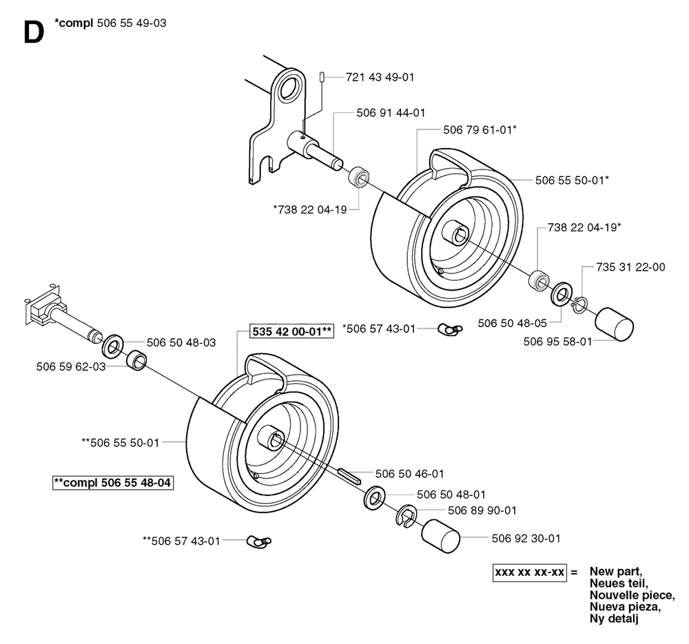 Wheels And Tires Diagram and Parts List for R13 2002-02 Husqvarna Lawn Tractor