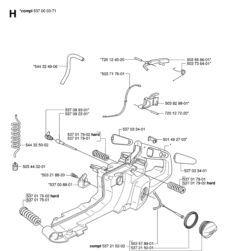 Fuel Tank Diagram and Parts List for 385XP 20064000001-Current Husqvarna Chainsaw
