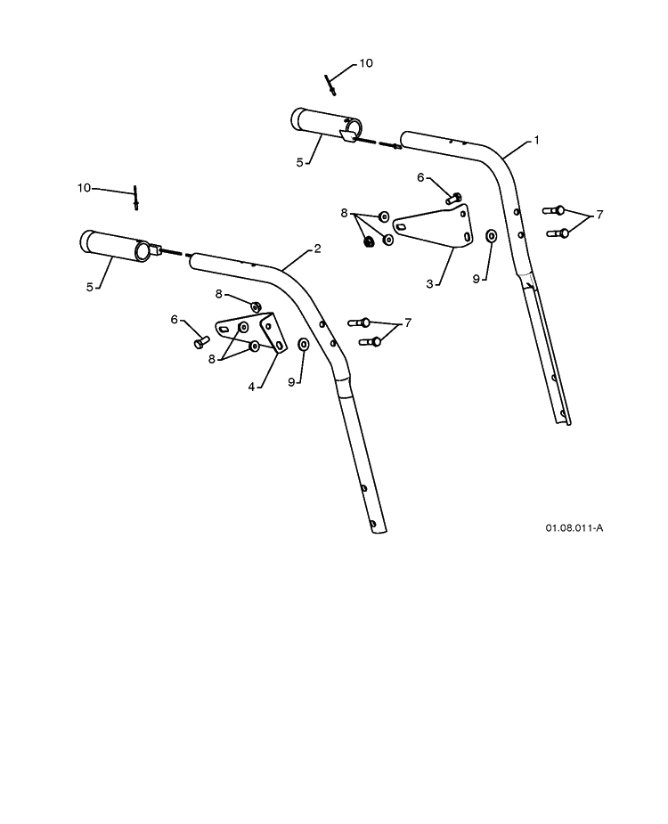 Handle 3 Diagram and Parts List for 15530SBLS 2009-08 Husqvarna Snow Blower
