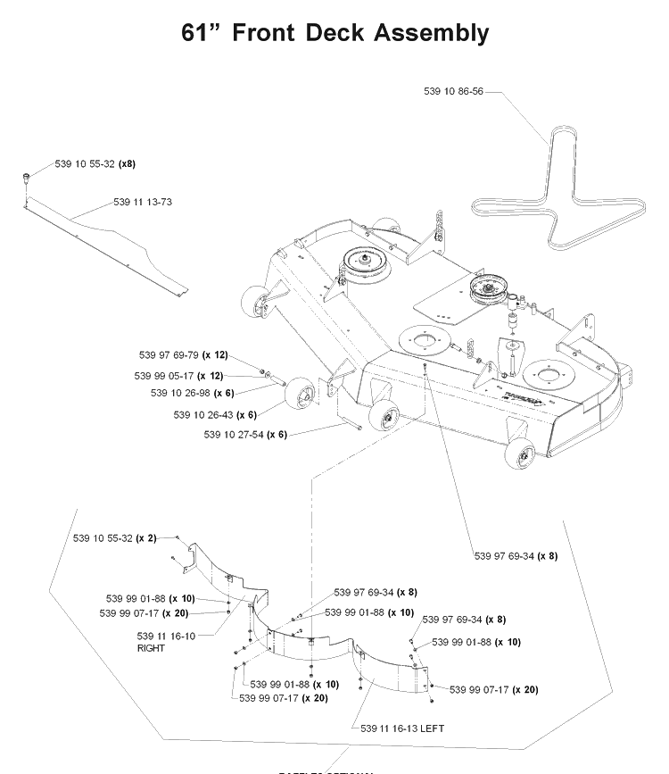 61 Inch/155cm Cutting Deck 3 Diagram and Parts List for LZ25 968999310 Husqvarna Lawn Mower