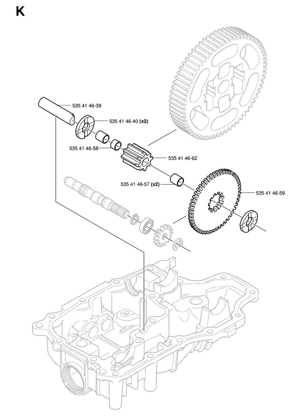 Gears Diagram and Parts List for K66M 2004 Husqvarna Engine