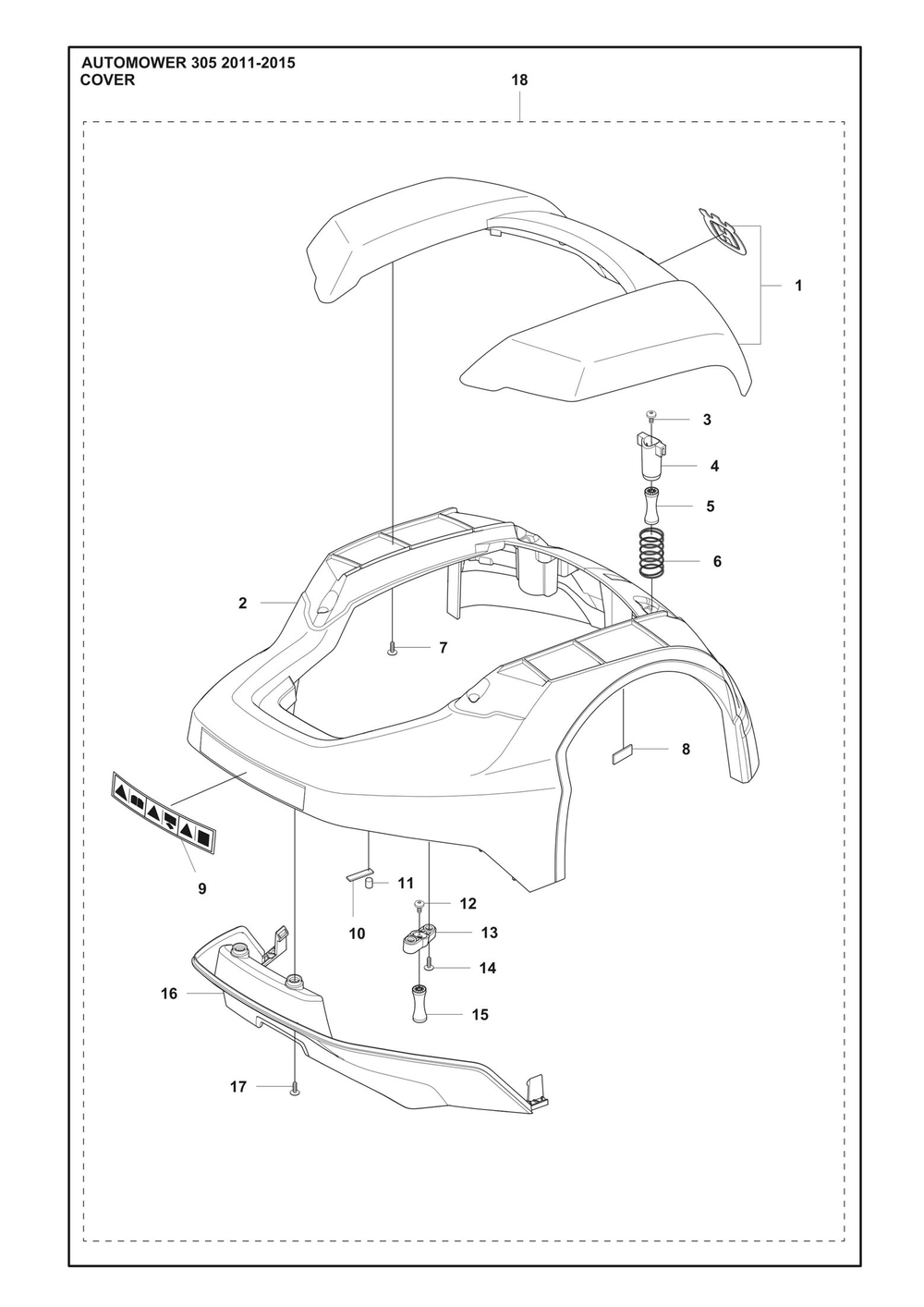 Cover Diagram and Parts List for 3052011-2015  Husqvarna Lawn Mower