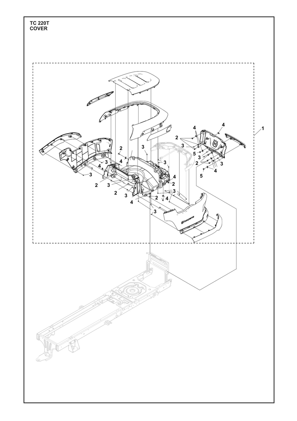 Cover Diagram and Parts List for TC220T  Husqvarna Lawn Tractor