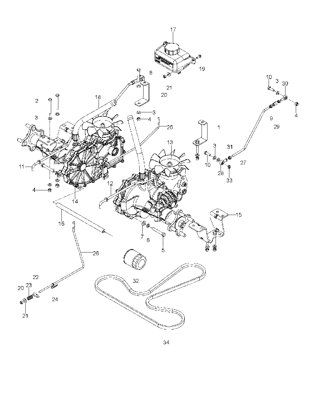 Hydraulic Pump - Motor Diagram and Parts List for EZ24TCE 966659702-00, 2011-10 Husqvarna Lawn Tractor