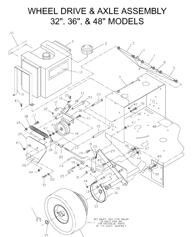 Drive Diagram and Parts List for W3614A (968999103)(2001-09) Husqvarna Lawn Mower