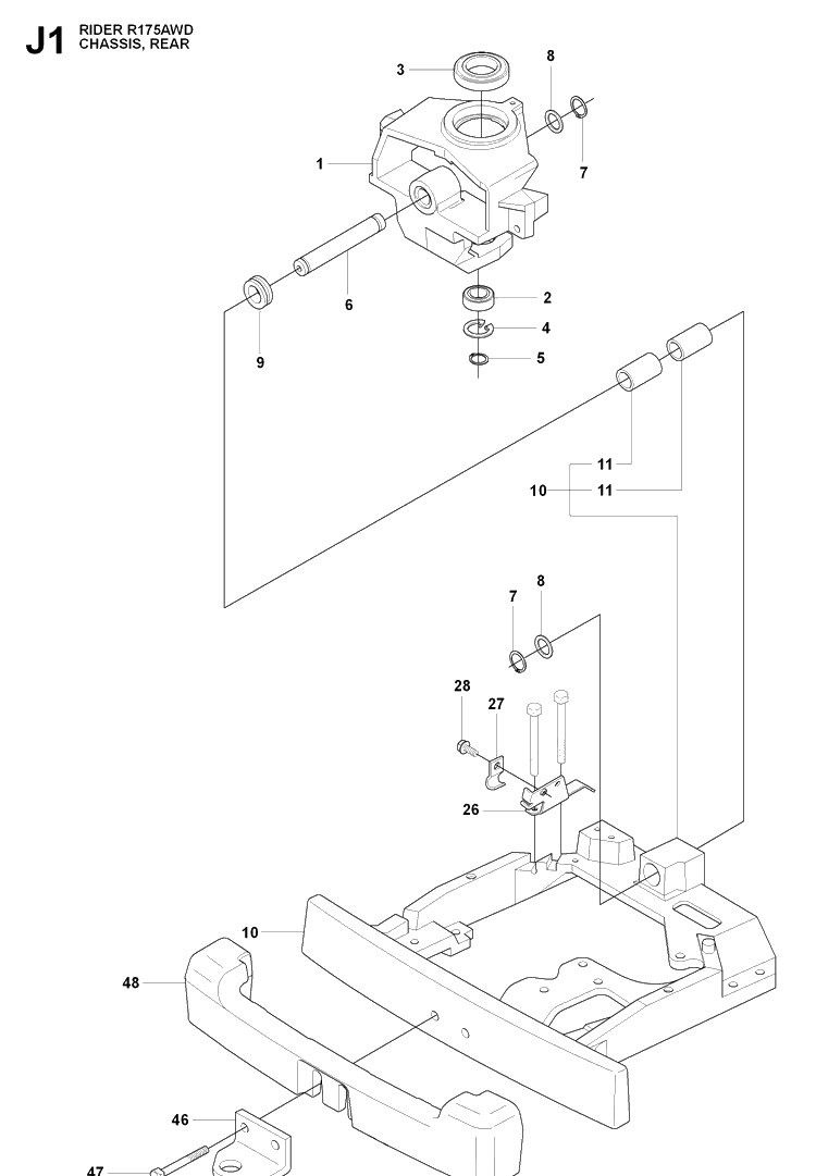 Transmission 4 Diagram and Parts List for RIDER175AWD (965105001)(2009-04) Husqvarna Lawn Mower