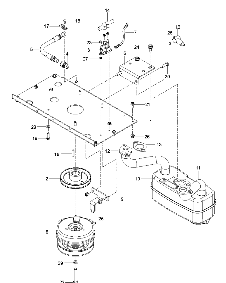 Engine Mounting, Guards And Muffler Diagram and Parts List for MZ61 (970467701-00)(2020-04) Husqvarna Lawn Mower