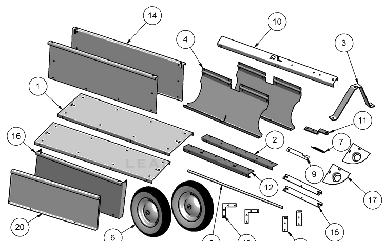 Dump Cart (Part 1) Diagram and Parts List for DC500 (25-0125) (683-04078A)(5313083-28)(2008-01) Husqvarna Lawn Tractor Accessories