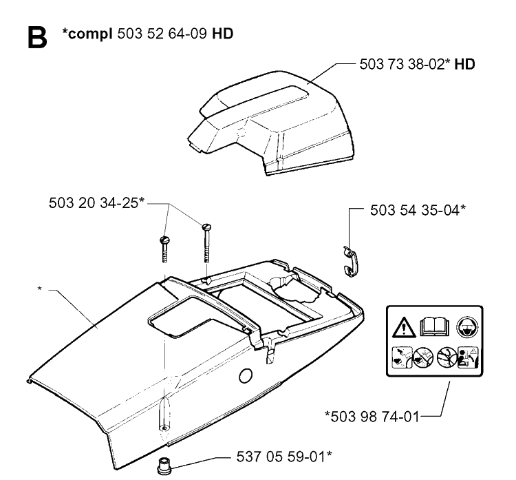 Cover Diagram and Parts List for 395XP/ (XPG)(20010100001-20034000000) Husqvarna Chainsaw