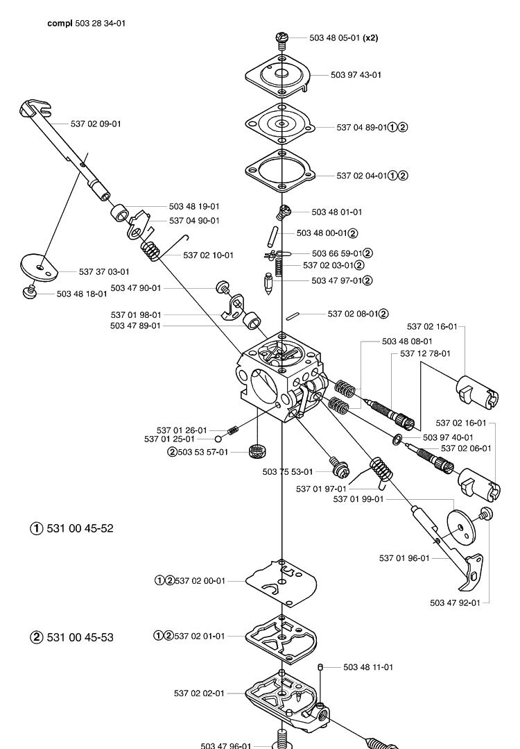 Carburetor (Zama C1q-El24) Diagram and Parts List for 123L 2004-01 Husqvarna Trimmer