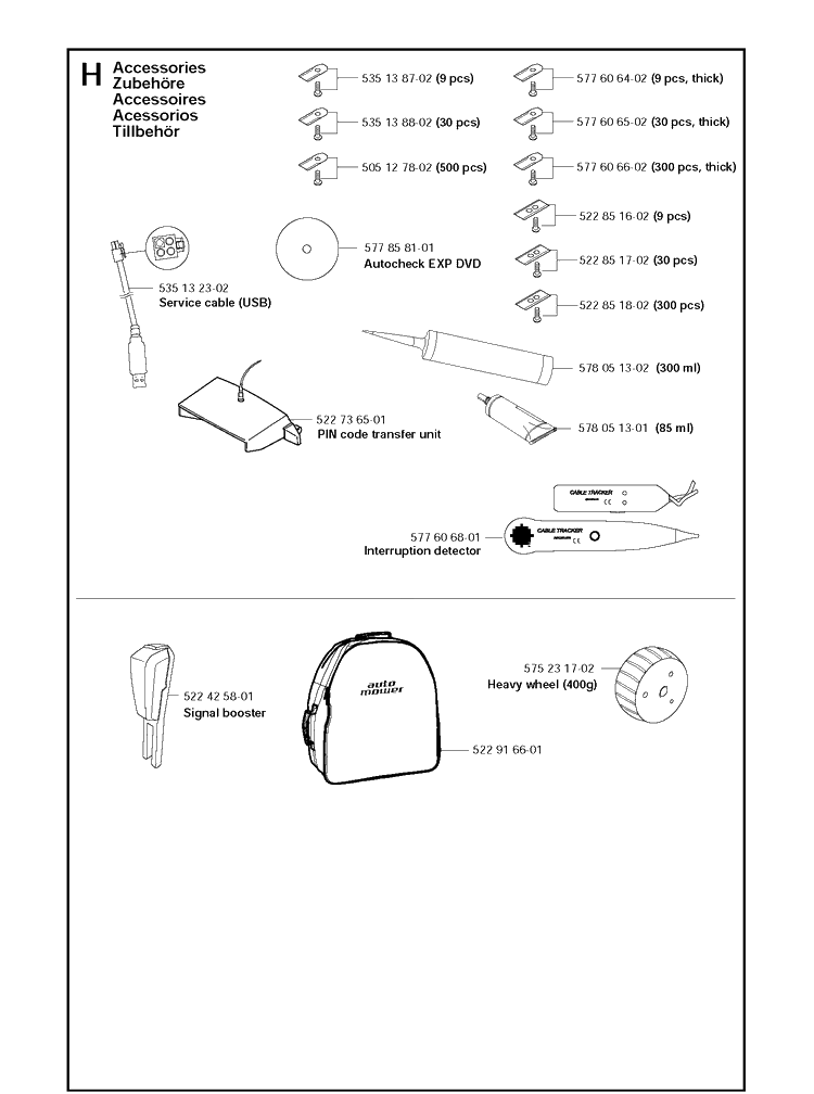 Accessories Diagram and Parts List for 260ACX  Husqvarna Lawn Mower