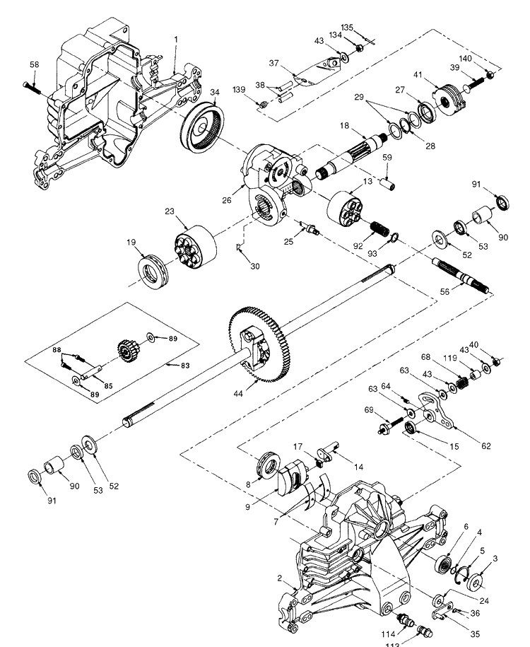 Hydro Gear Transaxle Diagram and Parts List for YTH160 (954140008B)(1998-07) Husqvarna Lawn Mower