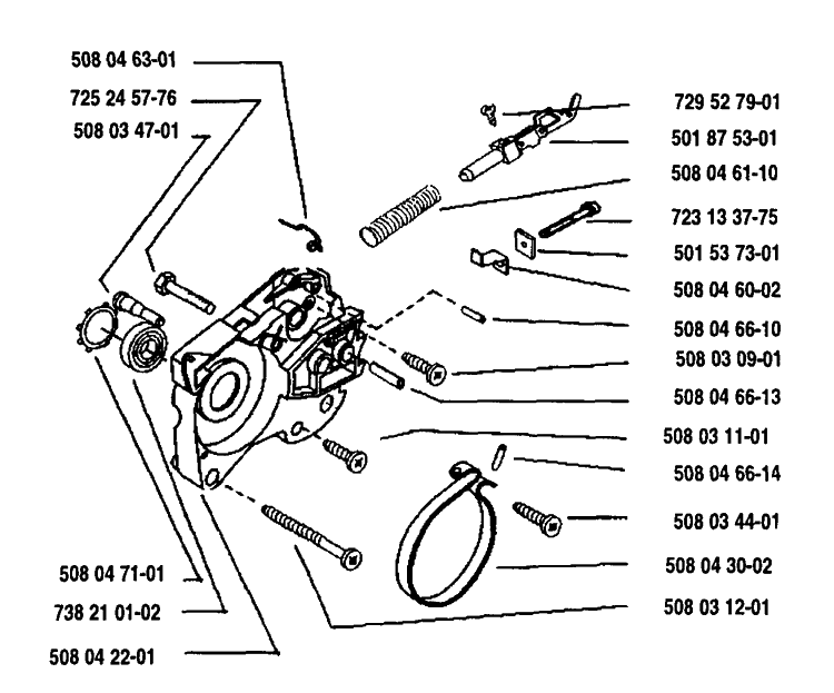 Chain Brake Assembly Diagram and Parts List for ELECTRIC16 1993-05 Husqvarna Chainsaw