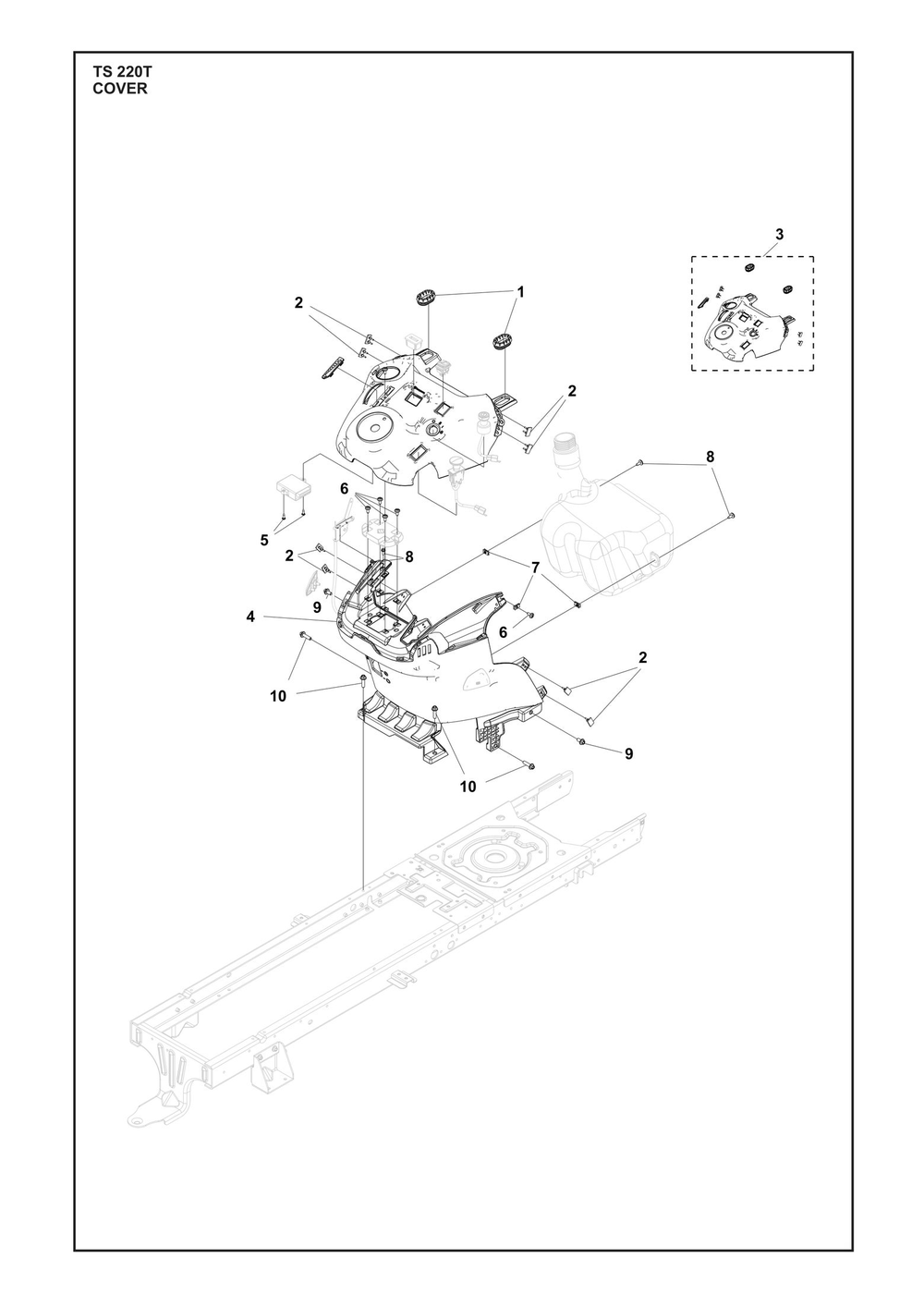 Cover Diagram and Parts List for TS220T  Husqvarna Lawn Tractor