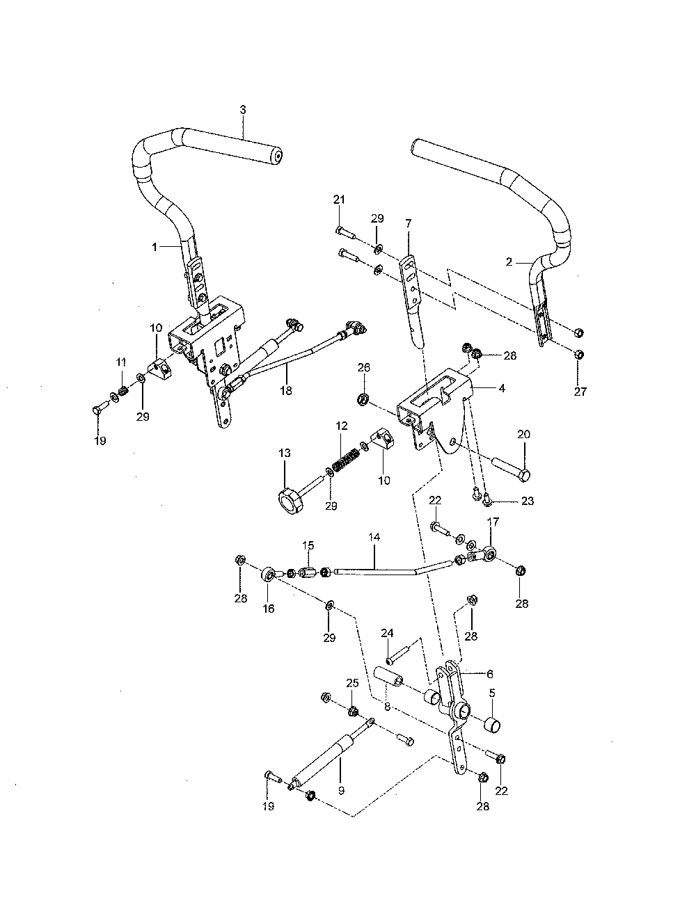 Steering Diagram and Parts List for 967334101-00  Husqvarna Lawn Mower