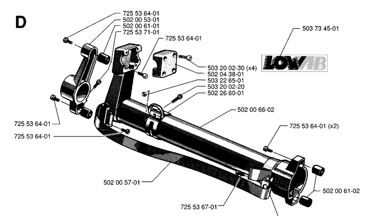 Tower Diagram and Parts List for 265RX 19954500001-19991000000 Husqvarna Brush Cutter
