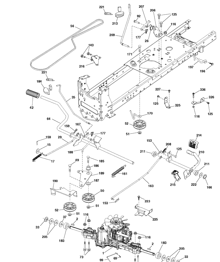 Drive Diagram and Parts List for TS142T (96041044900)(2020-03) Husqvarna Lawn Tractor