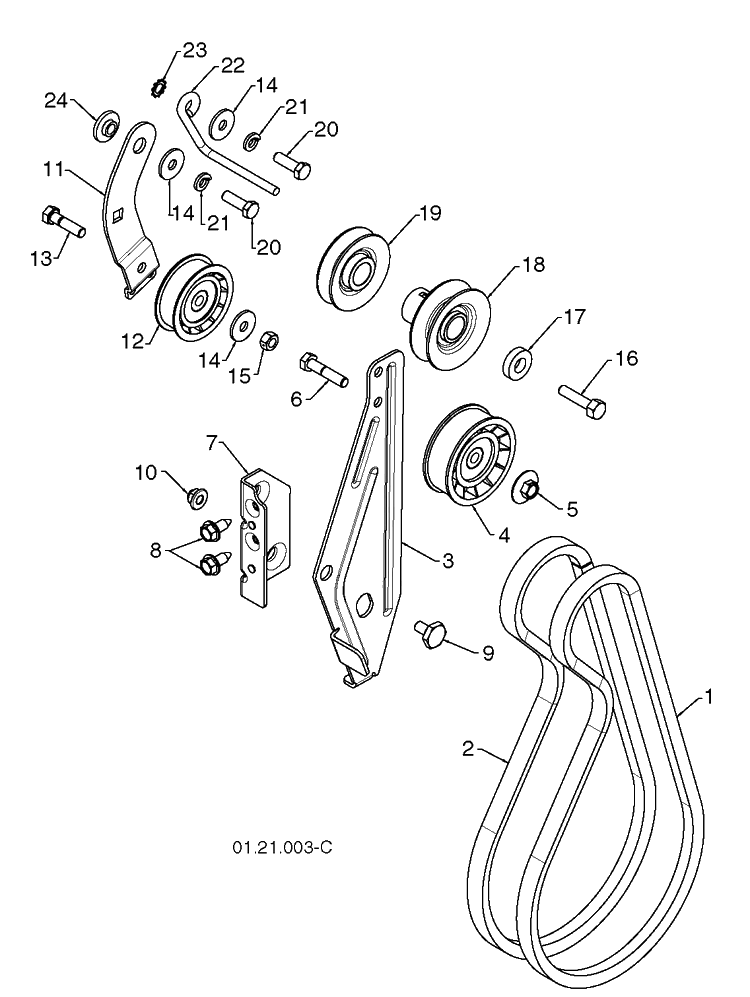 Belt Guard And Pulley Diagram and Parts List for 924SB 2010-08 Husqvarna Snow Blower