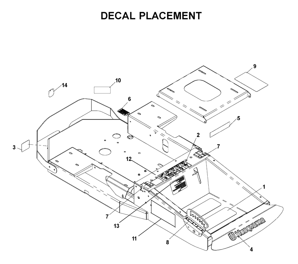 Decals Diagram and Parts List for CZ4815KAA (968999219)(2003-05) Husqvarna Lawn Mower
