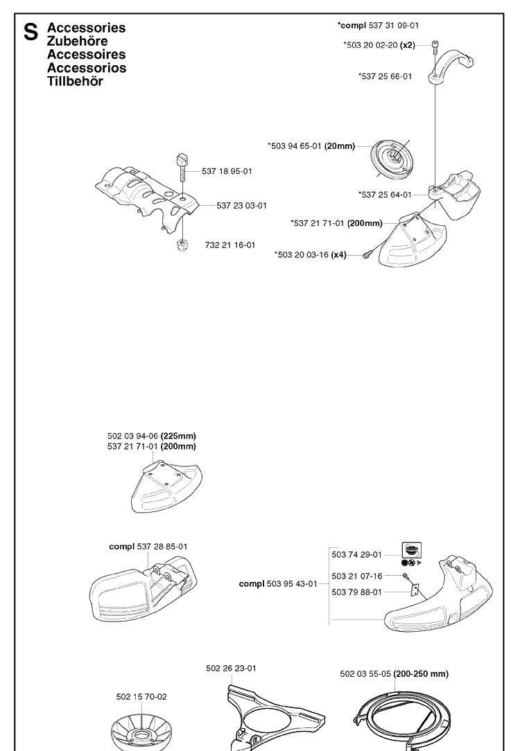 Accessories 2 Diagram and Parts List for 343R 20031800001-20043100000 Husqvarna Brush Cutter