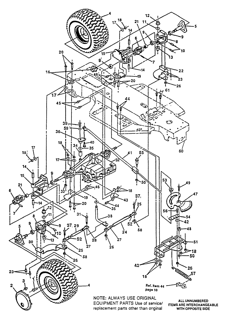 Rear End/Rear Steering Diagram and Parts List for 4125G 1991-01 Husqvarna Lawn Mower