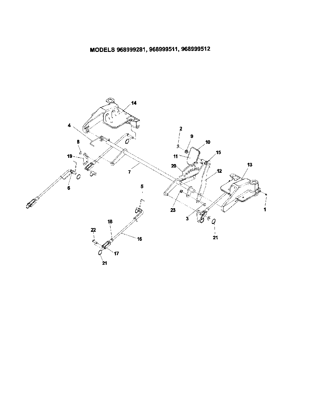 Deck lift Diagram and Parts List for 917277820  Husqvarna Lawn Mower