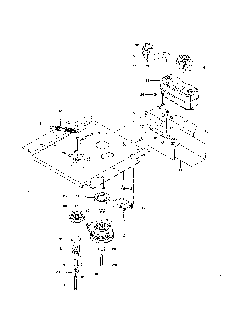 Engine plate Diagram and Parts List for 967303601-00  Husqvarna Lawn Mower