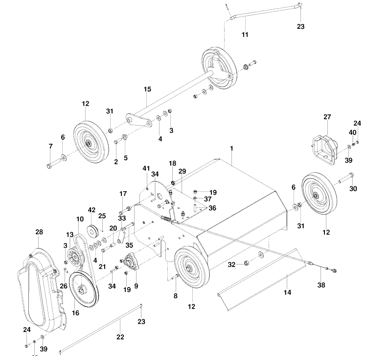 Frame 18 Inch Diagram and Parts List for DT18BF (966067001)(2010-02) Husqvarna Dethatcher