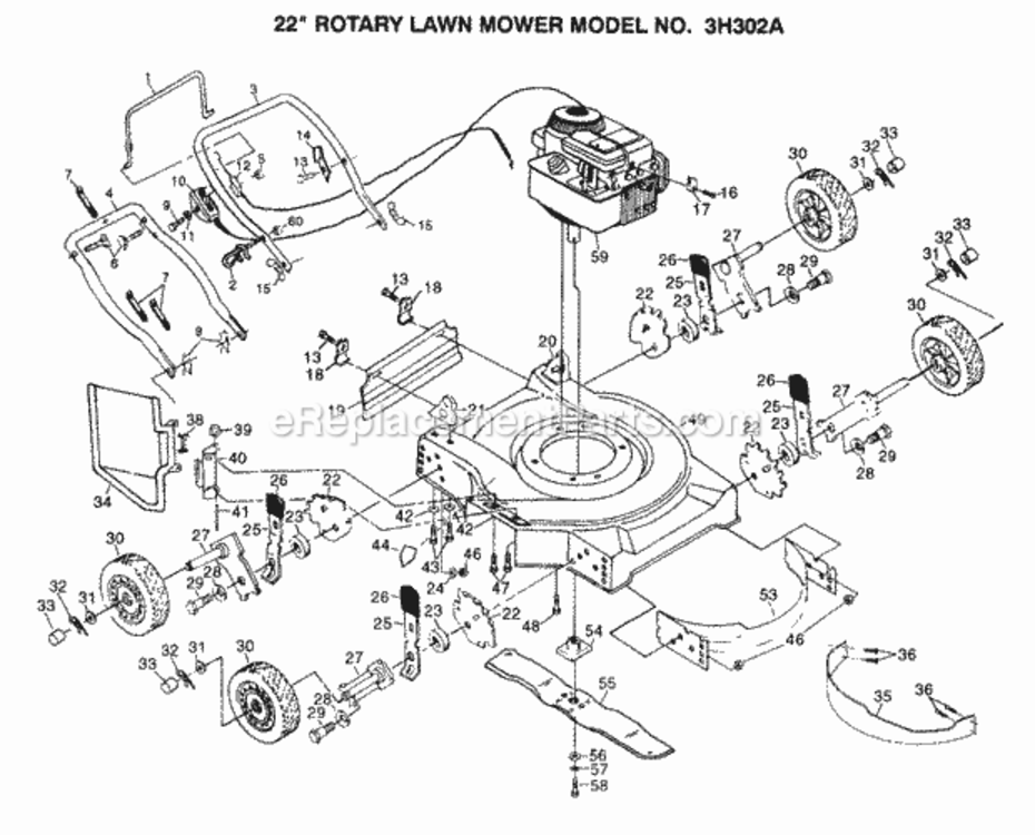 Page A Diagram and Parts List for 3H302A 1999 And Before Husqvarna Lawn Mower