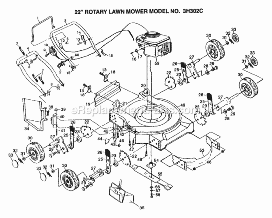 Page A Diagram and Parts List for 3H302C 1999 And Before Husqvarna Lawn Mower