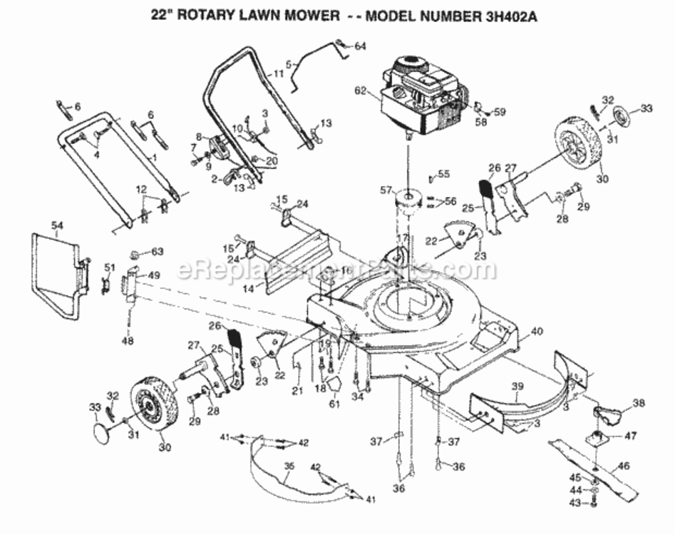 Page A Diagram and Parts List for 3H402A 1999 And Before Husqvarna Lawn Mower